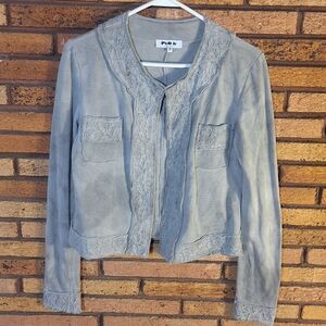 PhO Made in Italy Small Gray Cropped Open Front Jacket